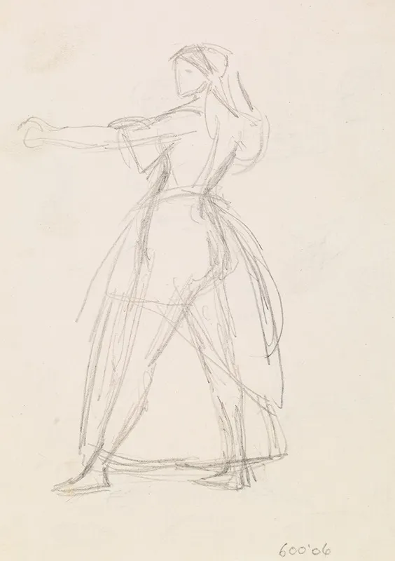 Female Study Of A Woman In A Threatening Attitude Arm Raised