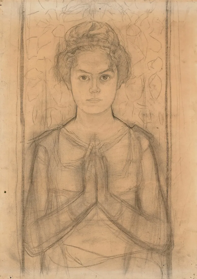 Female Torso With Folded Hands by Piet Mondrian - Canvas Print