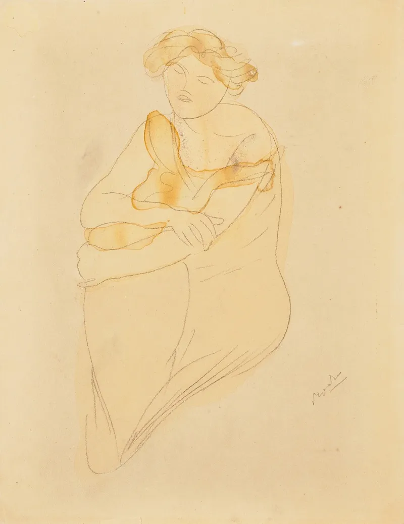 Femme A La Robe Jaune Psyche by Auguste Rodin - Canvas Print