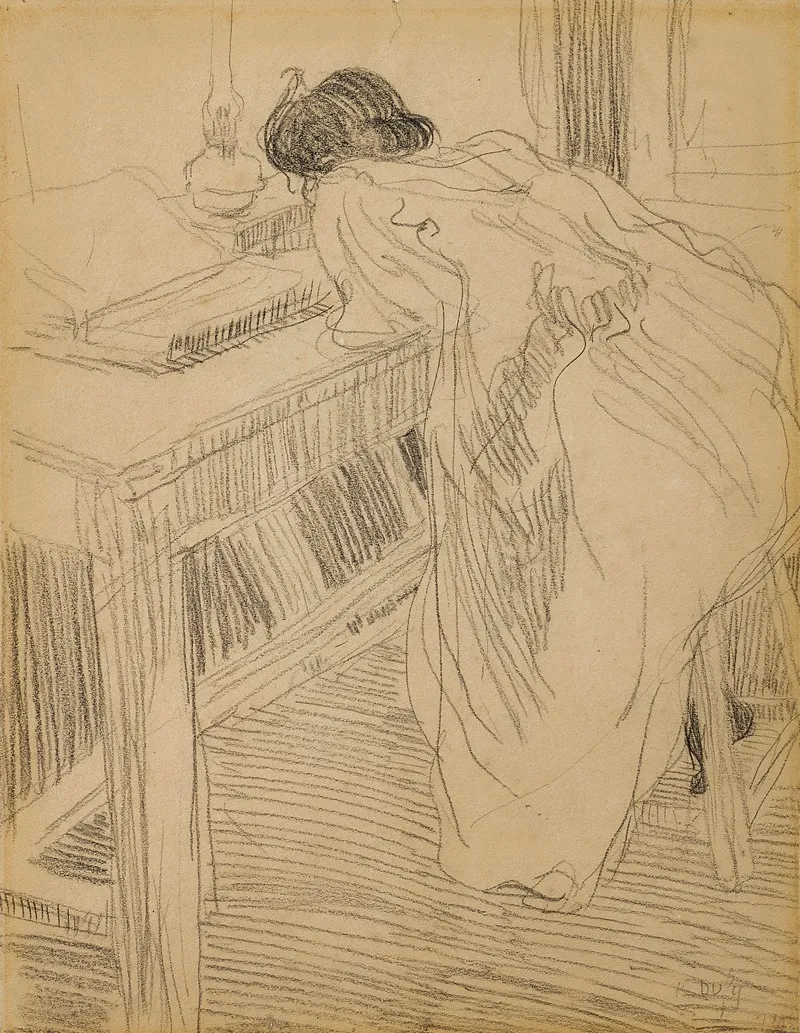 Femme A Sa Table by Raoul Dufy - Canvas Print