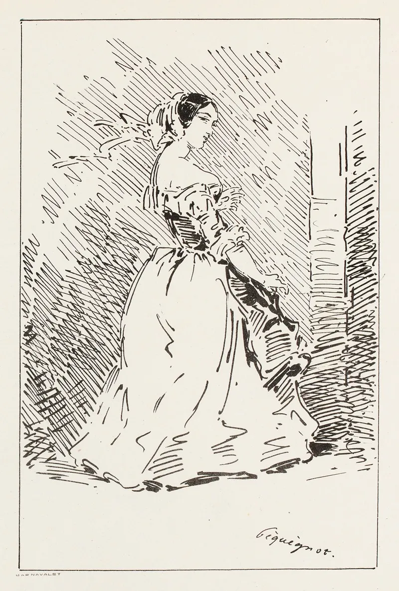 Femme Allant Vers La Droite Profil A Droite by Auguste Péquégnot - Canvas Print