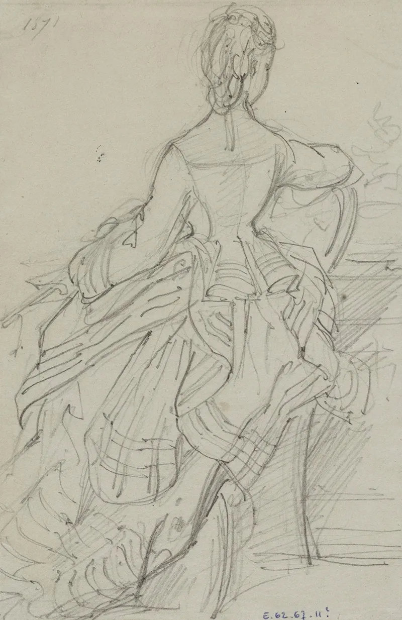 Femme Assise De Dos Avec Robe A Tournure by Anaïs Colin-Toudouze - Canvas Print
