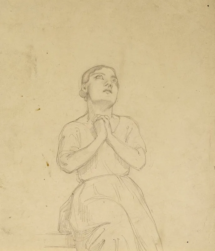 Femme Assise Mains Jointes Au Recto