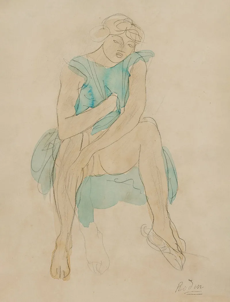 Femme Assise Vetue De Bleu Psyche