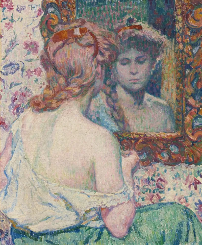 Femme Au Miroir 2 by Theo van Rysselberghe - Canvas Print