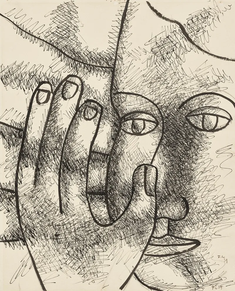 Femme Avec Main Devant Son Visage by Fernand Léger - Canvas Print