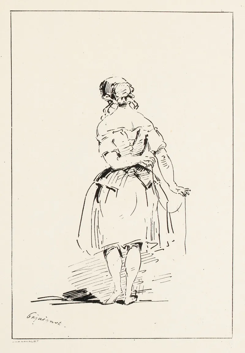 Femme De Dos Lacant Son Corset by Auguste Péquégnot - Canvas Print