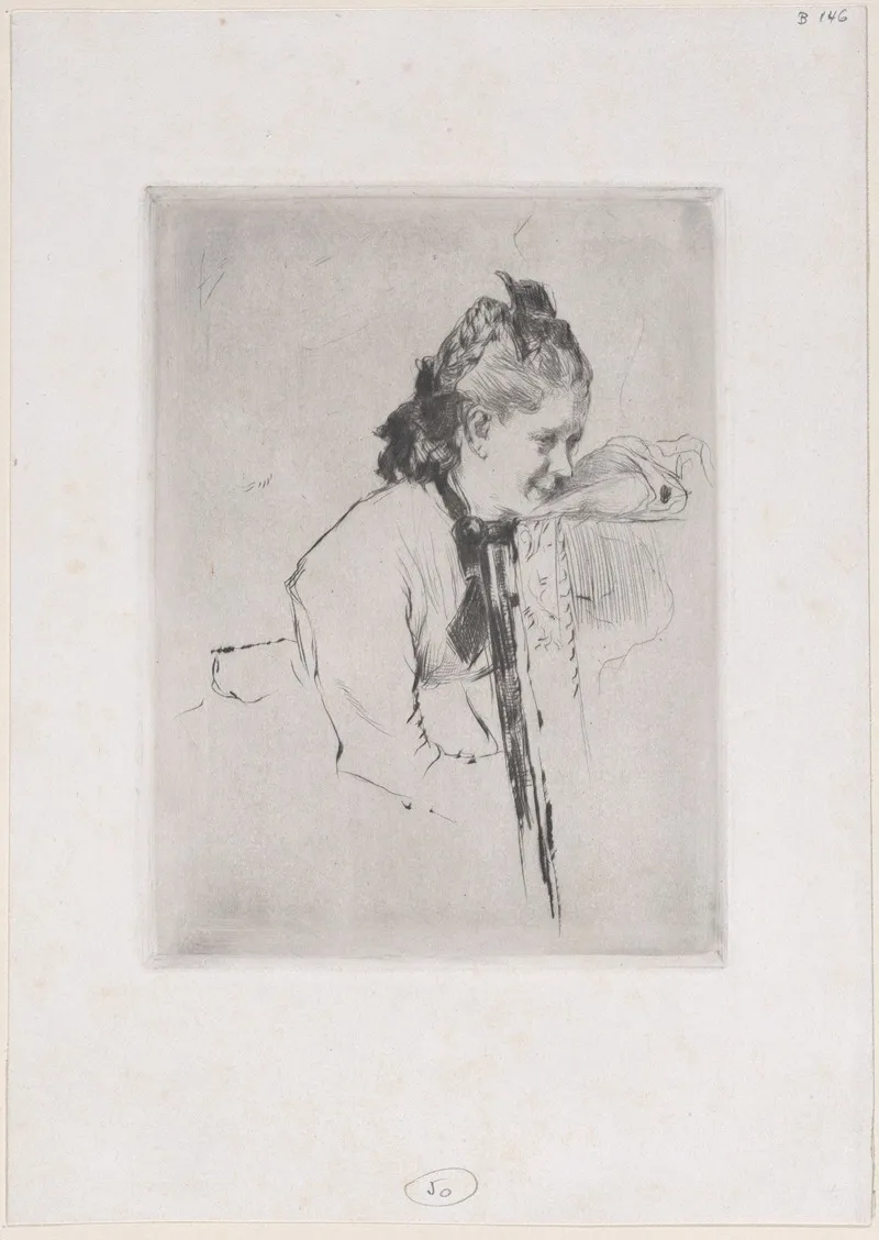 Femme De Metier Etude De Jeune Fille Appuyee Sur Une Chaise