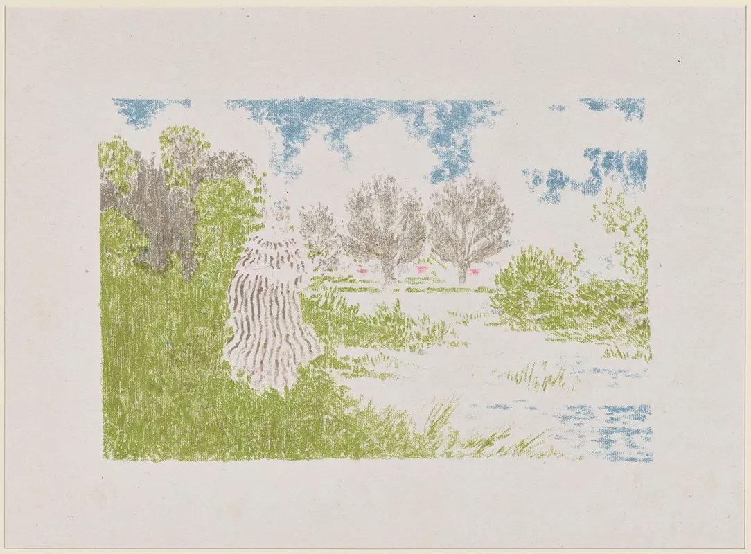 Femme En Robe A Rayures 2 by Ker-Xavier Roussel - Canvas Print