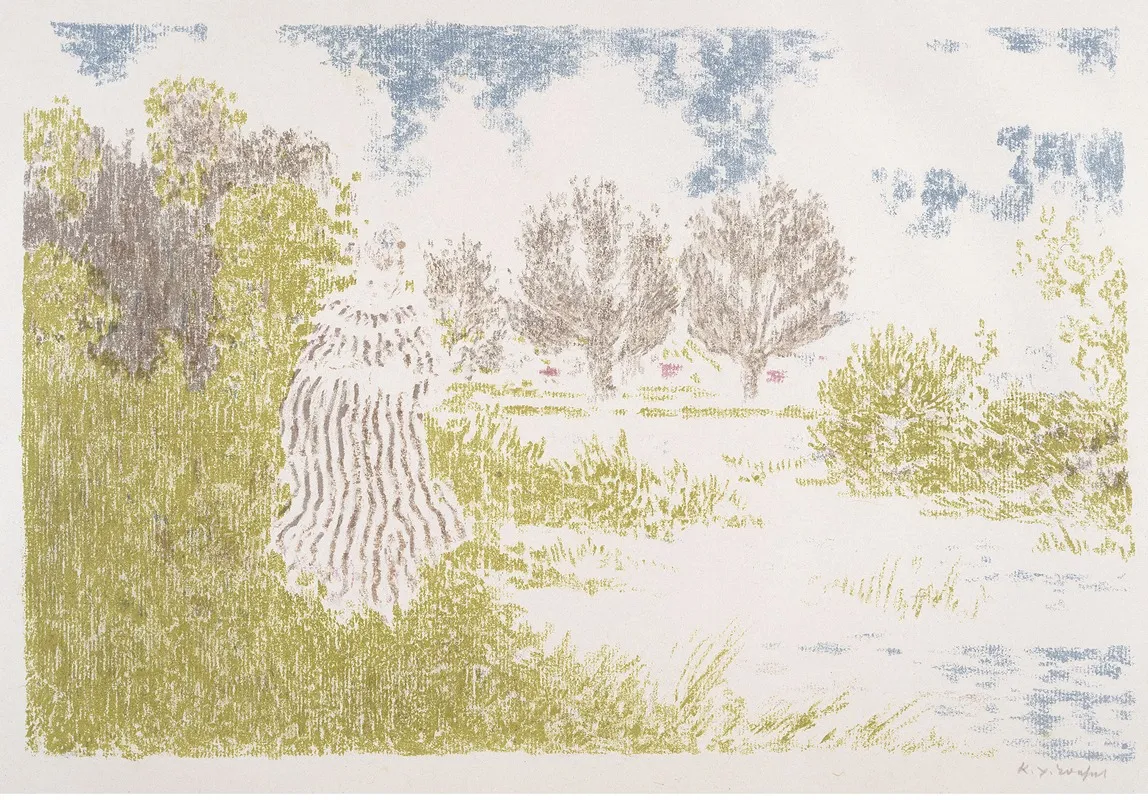 Femme En Robe A Rayures by Ker-Xavier Roussel - Canvas Print