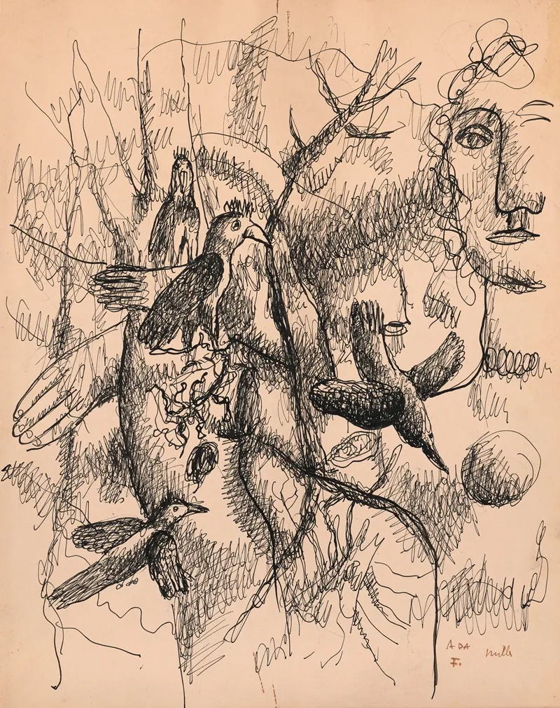 Femme Et Oiseaux by Fernand Léger - Canvas Print