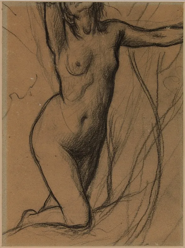Femme Nue A Genou De Face