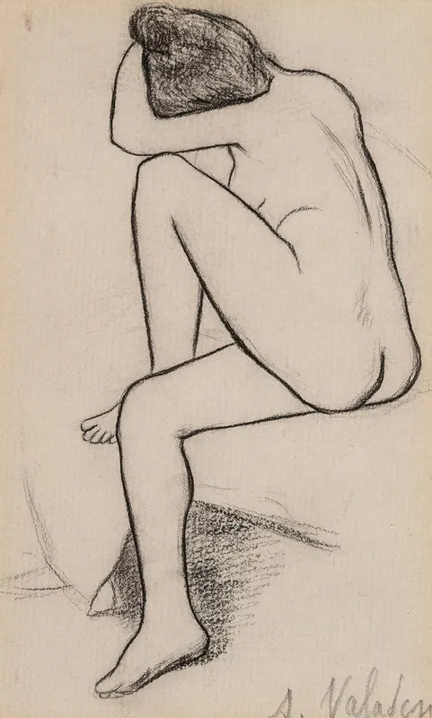 Femme Nue Assise 7 by Suzanne Valadon - Canvas Print