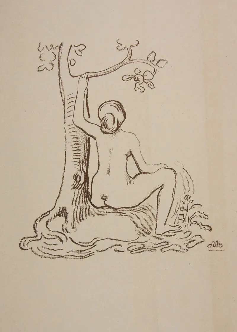 Femme Nue Assise Sous Un Arbre by Maurice Dumont - Canvas Print