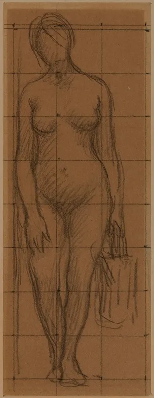 Femme Nue De Face Tenant Un Arrosoir Dans La Main Gauche