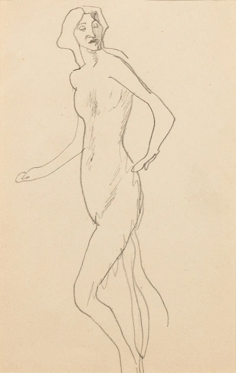 Femme Nue Debout 4 by Amedeo Modigliani - Canvas Print