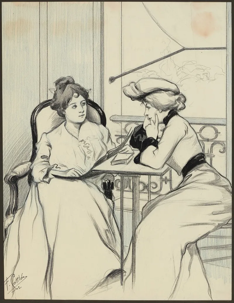 Femmes Au Balcon by Fernand Louis Gottlob - Canvas Print