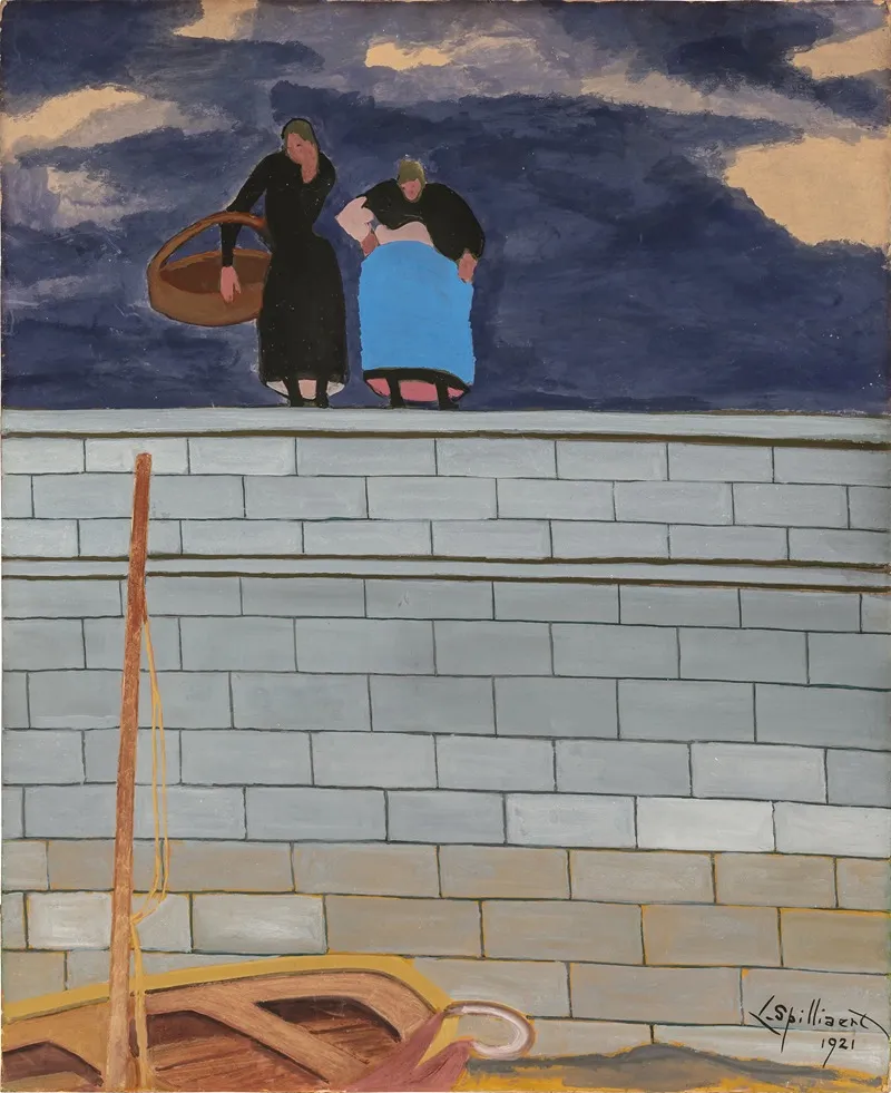 Femmes De Pecheur Sur Le Quai by Léon Spilliaert - Canvas Print