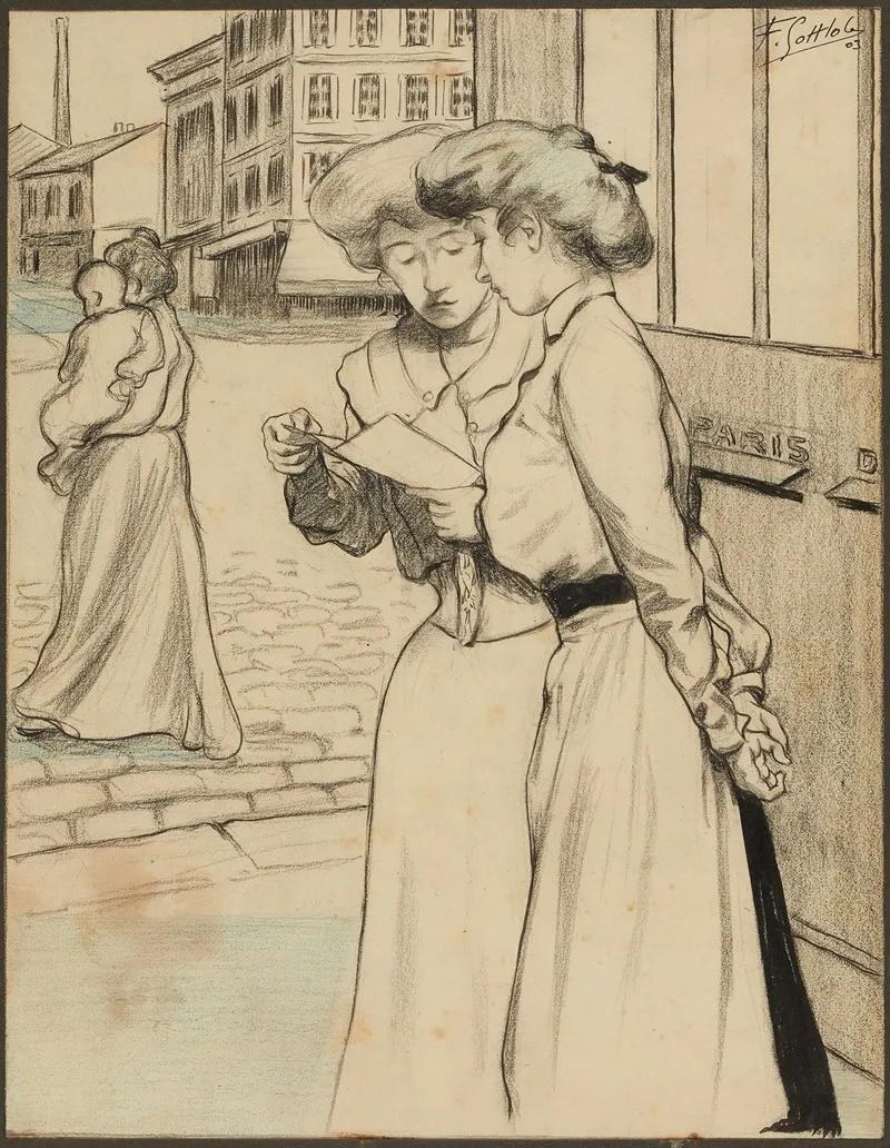 Femmes En Exterieur by Fernand Louis Gottlob - Canvas Print