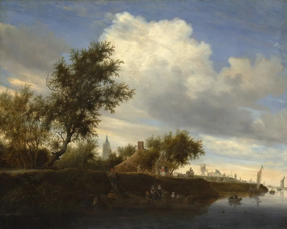 Ferry Near Gorinchem by Salomon van Ruysdael - Canvas Print