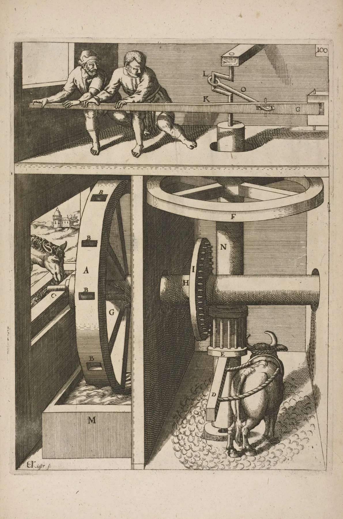 Fig C Hydrotechnema Cum Antlitrocho by Georg Andreas Böckler - Canvas Print