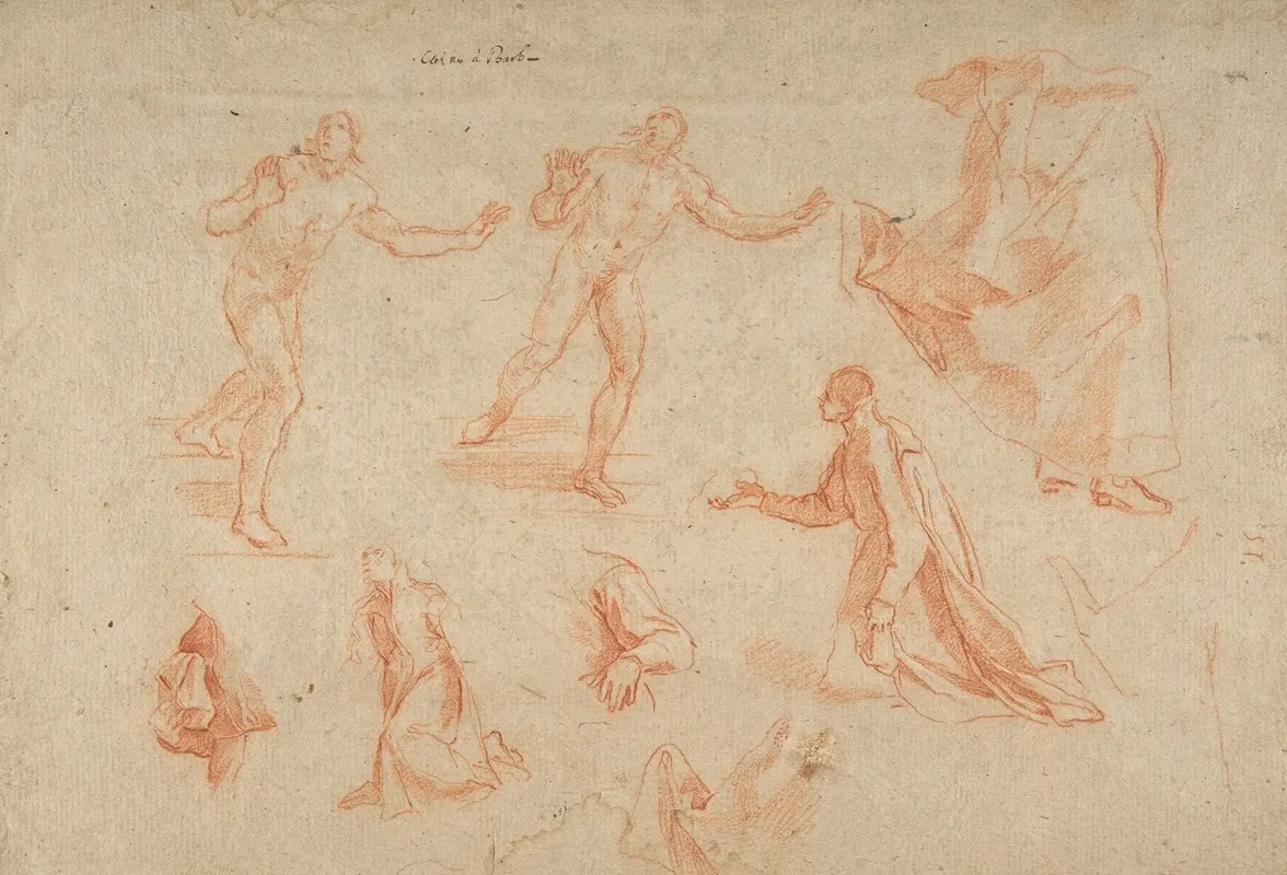 Figure And Drapery Studies by Andrea Sacchi - Canvas Print