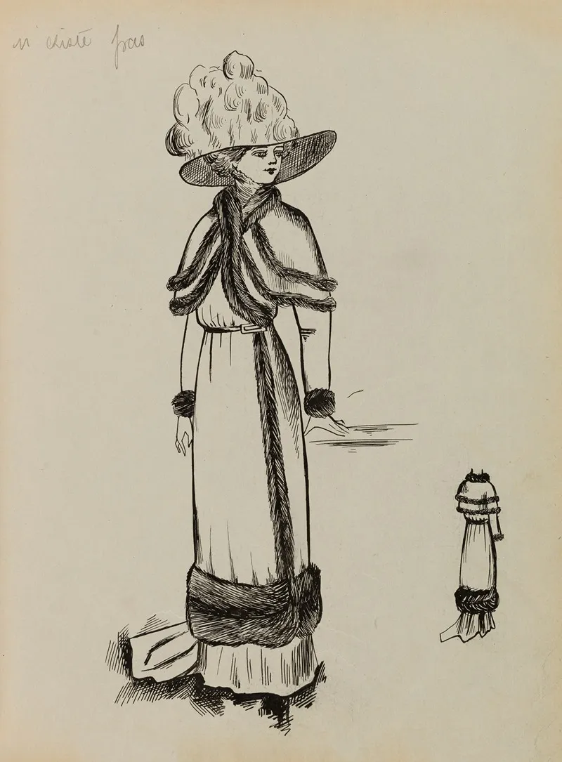 Figure De Femme De Trois Quart Portant Un Manteau Sur Robe Longue Et Un Grand Chapeau 10