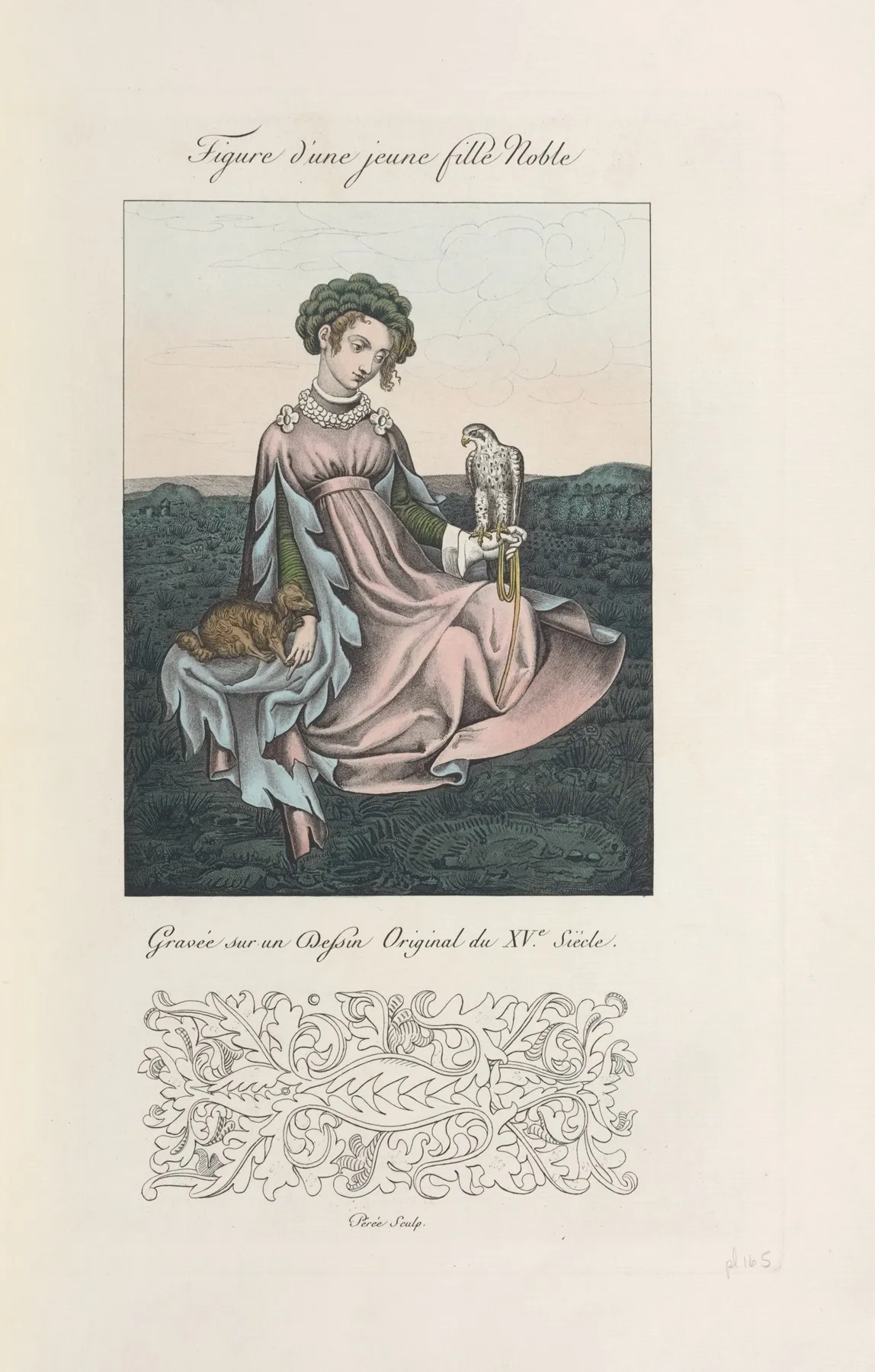 Figure Dune Jeune Fille Noble Gravee Sur Un Dessin Original Du Xve Siecle