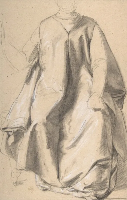 Figure In A Long Robe Seated by Romain Cazes - Canvas Print