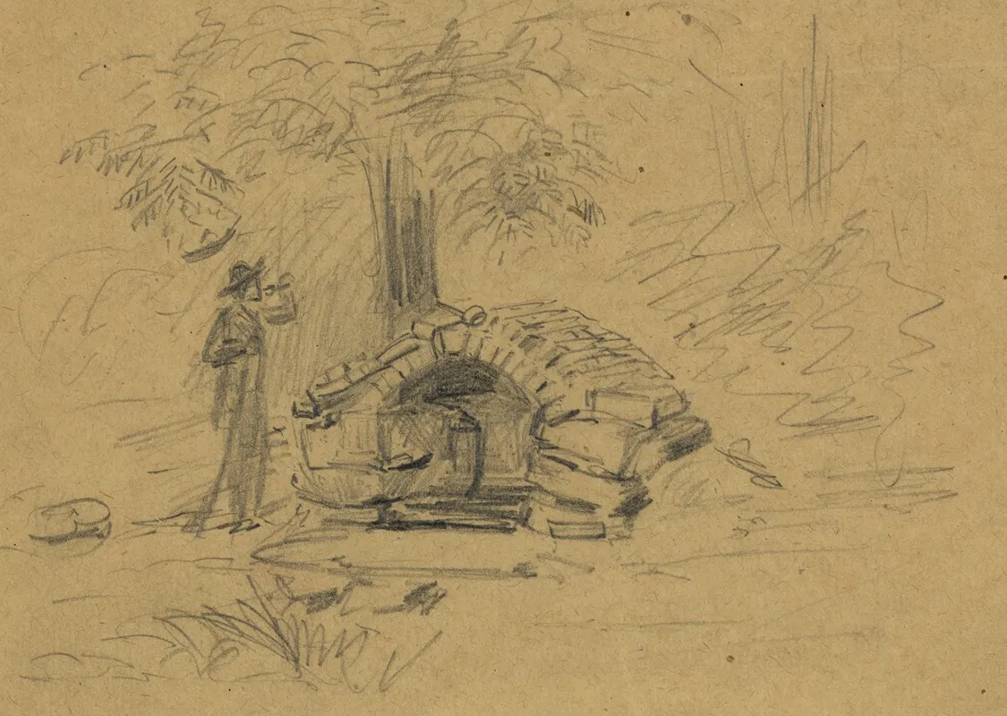 Figure In Front Of Spring House