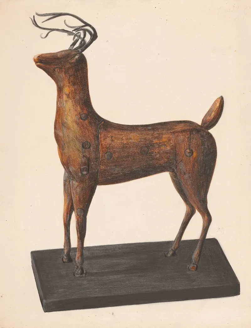 Figure Of A Deer by Mina Lowry - Canvas Print