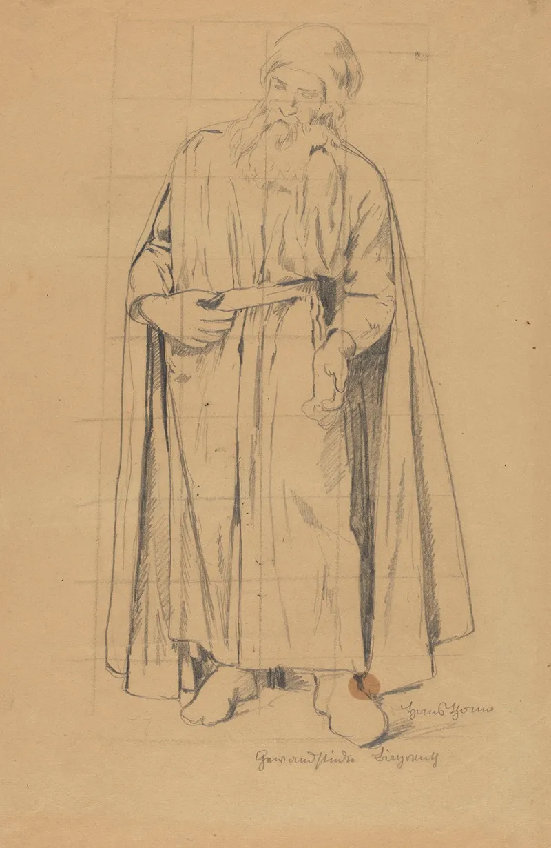 Figure Of An Old Man In A Long Robe Wearing A Turban