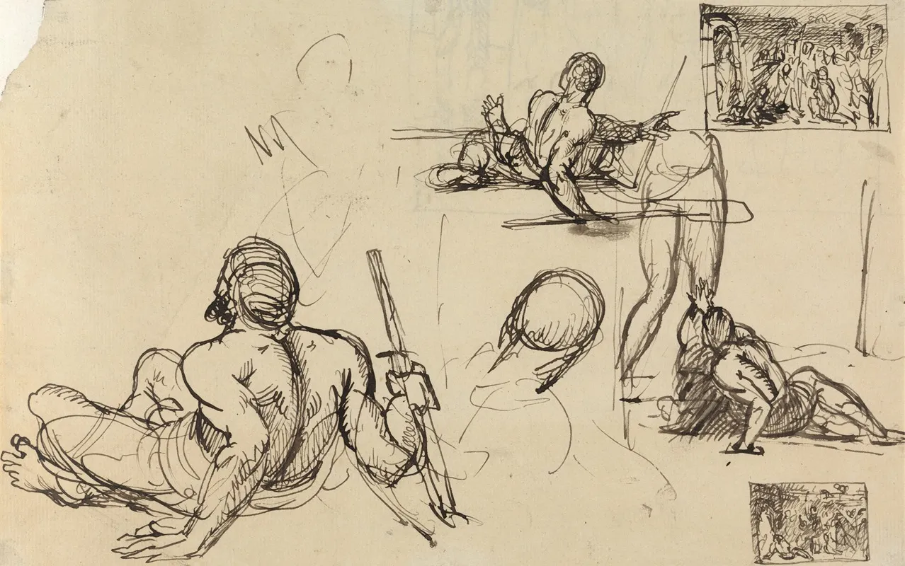Figure Studies Of A Man Rising From The Ground