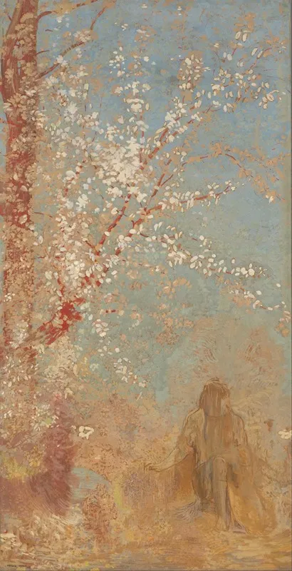 Figure Under A Blossoming Tree by Odilon Redon - Canvas Print