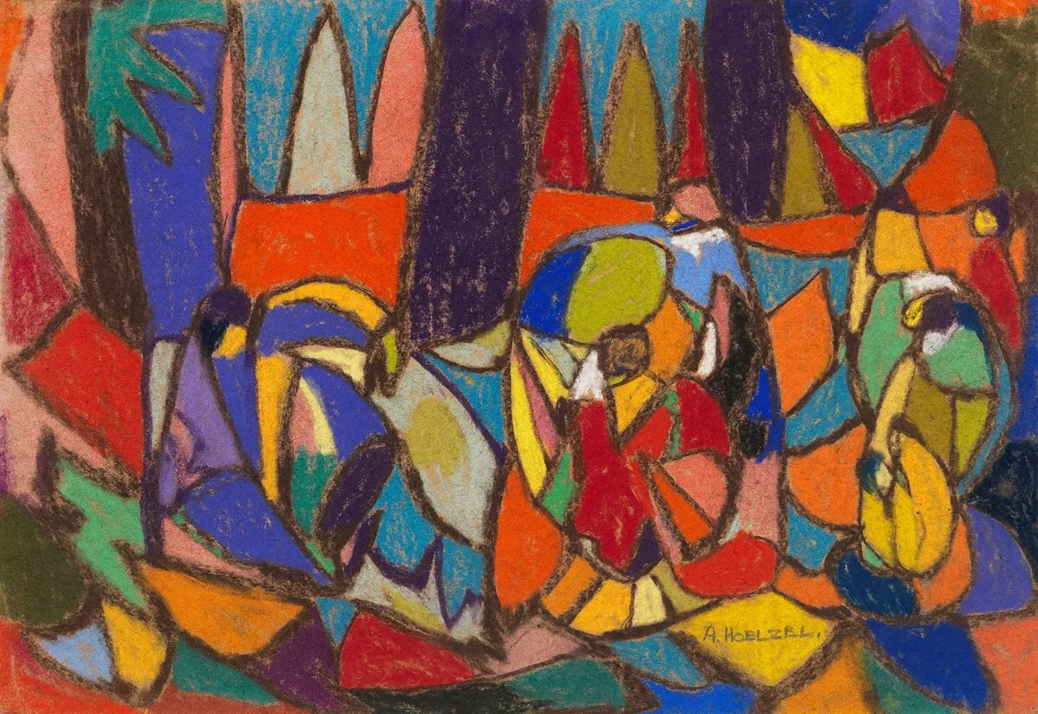 Figuren In Landschaft 2 by Adolf Hölzel - Canvas Print