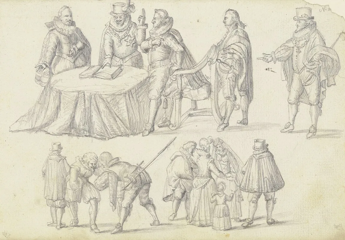 Figurenstudien Mit Drei Genreszenen