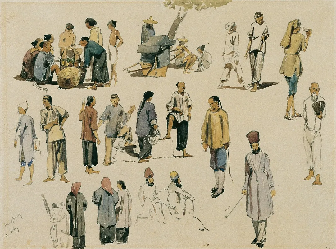 Figurenstudien Von Chinesen 2 by Joseph Selleny - Canvas Print