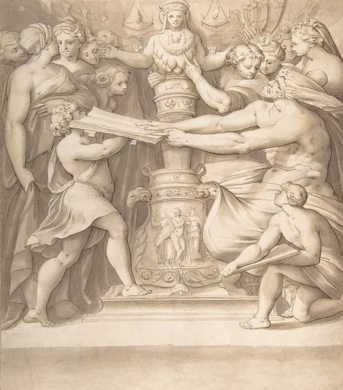 Figures Adoring A Statue Of The Magna Mater by Joseph Heintz The Elder - Canvas Print