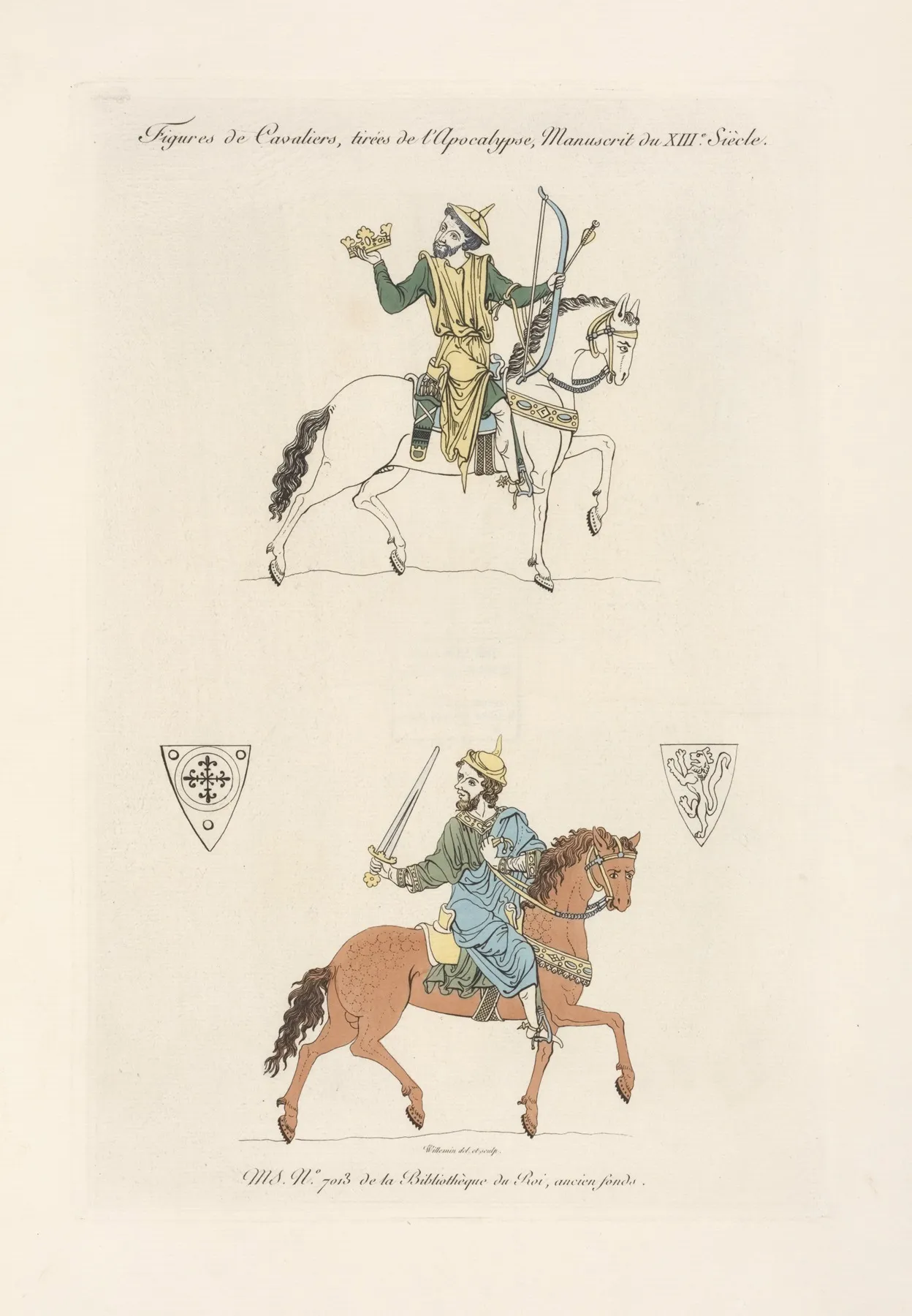 Figures De Cavaliers Tirees De Lapocalypse Manuscrit Du Xiiie Siecle by Nicolas Xavier Willemin - Canvas Print