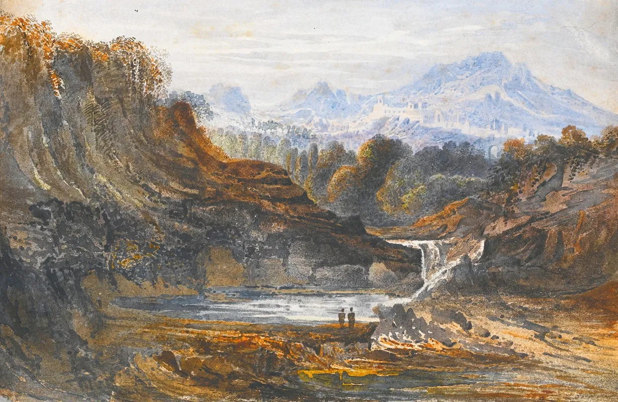 Figures In A Classical Landscape by John Martin - Canvas Print