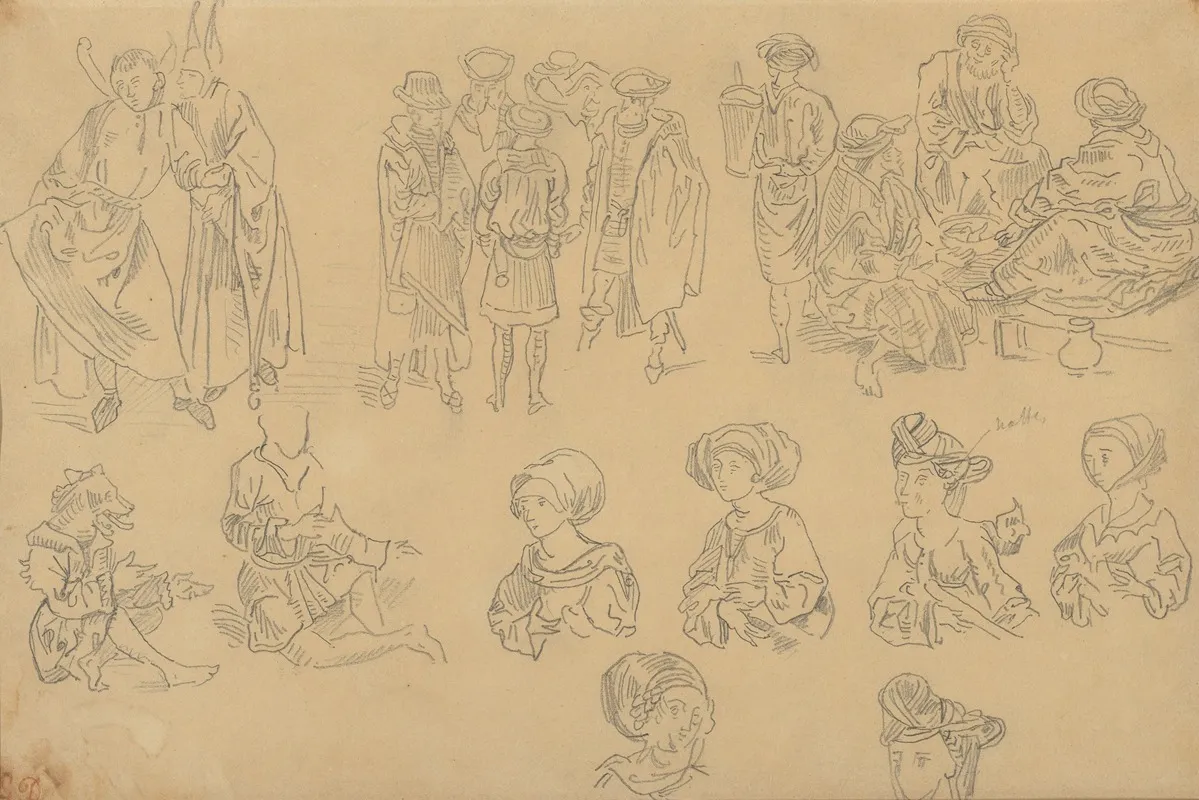 Figures In Medieval Costume Tracings From The Nuremberg Chronicle