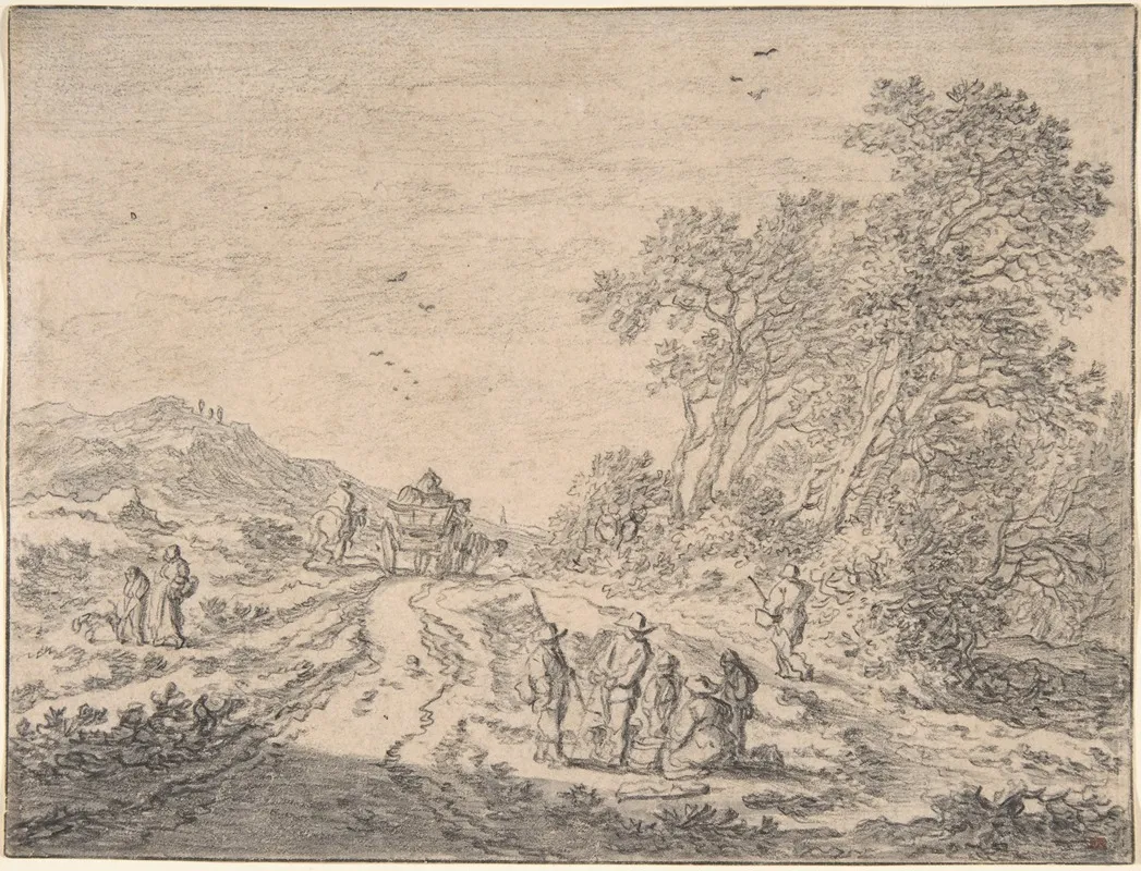 Figures On A Road by Pieter de Molijn - Canvas Print