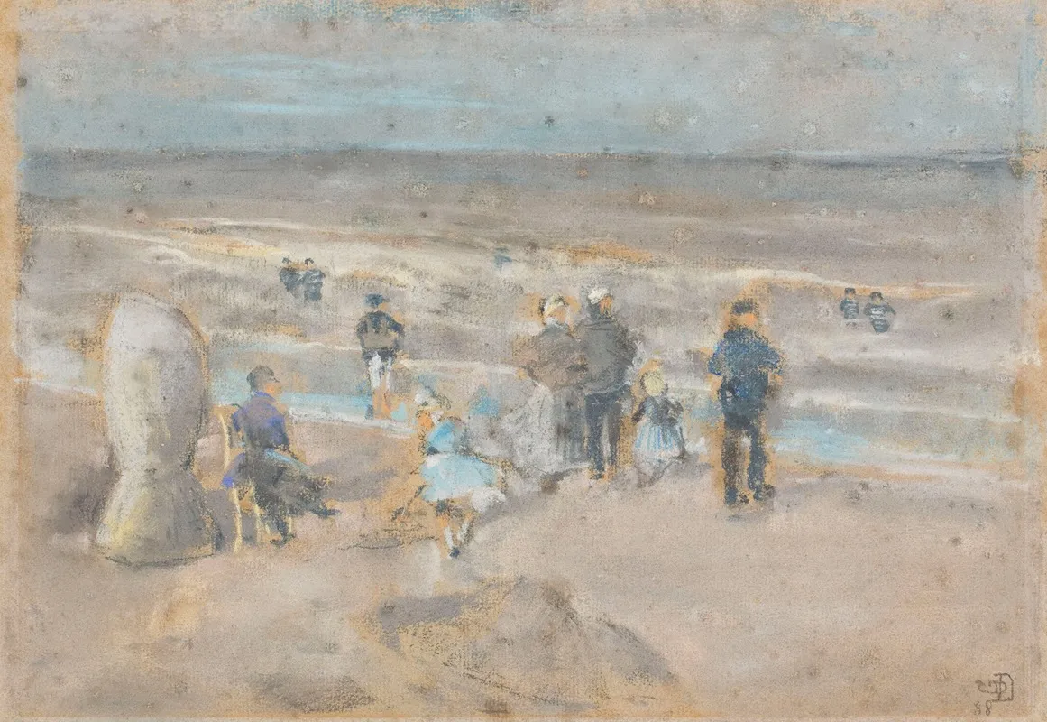 Figures On The Beach 4 by Gustave Den Duyts - Canvas Print