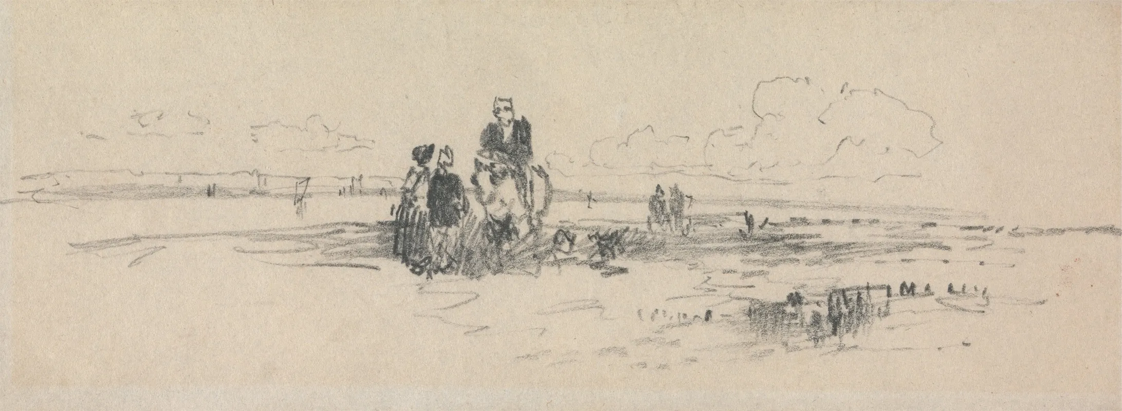 Figures On The Shore by Thomas Creswick - Canvas Print