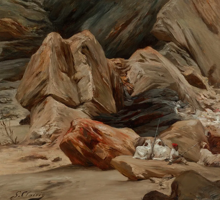 Figures Resting In The Mountains by Georges Jules Victor Clairin - Canvas Print
