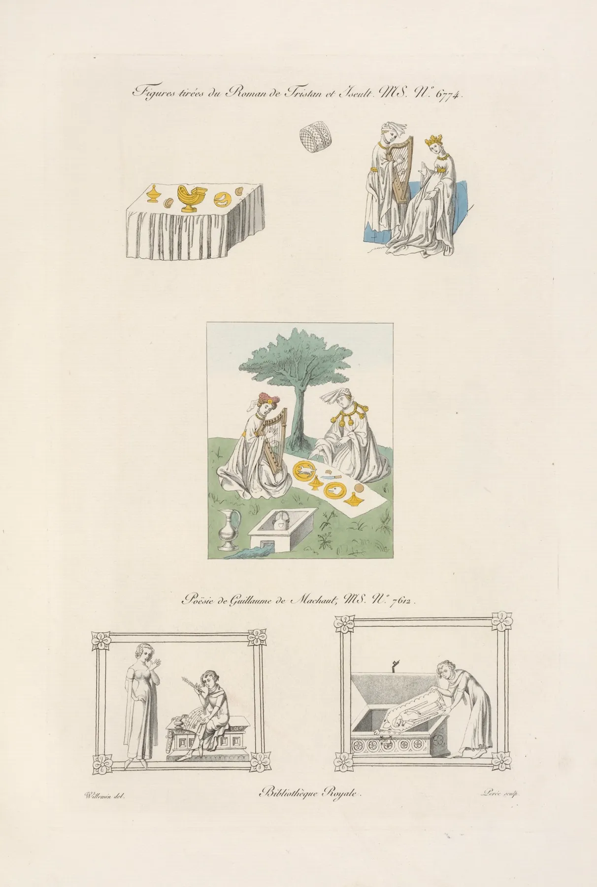 Figures Tirees Du Roman De Tristan Et Iseult Ms No 6774 by Nicolas Xavier Willemin - Canvas Print