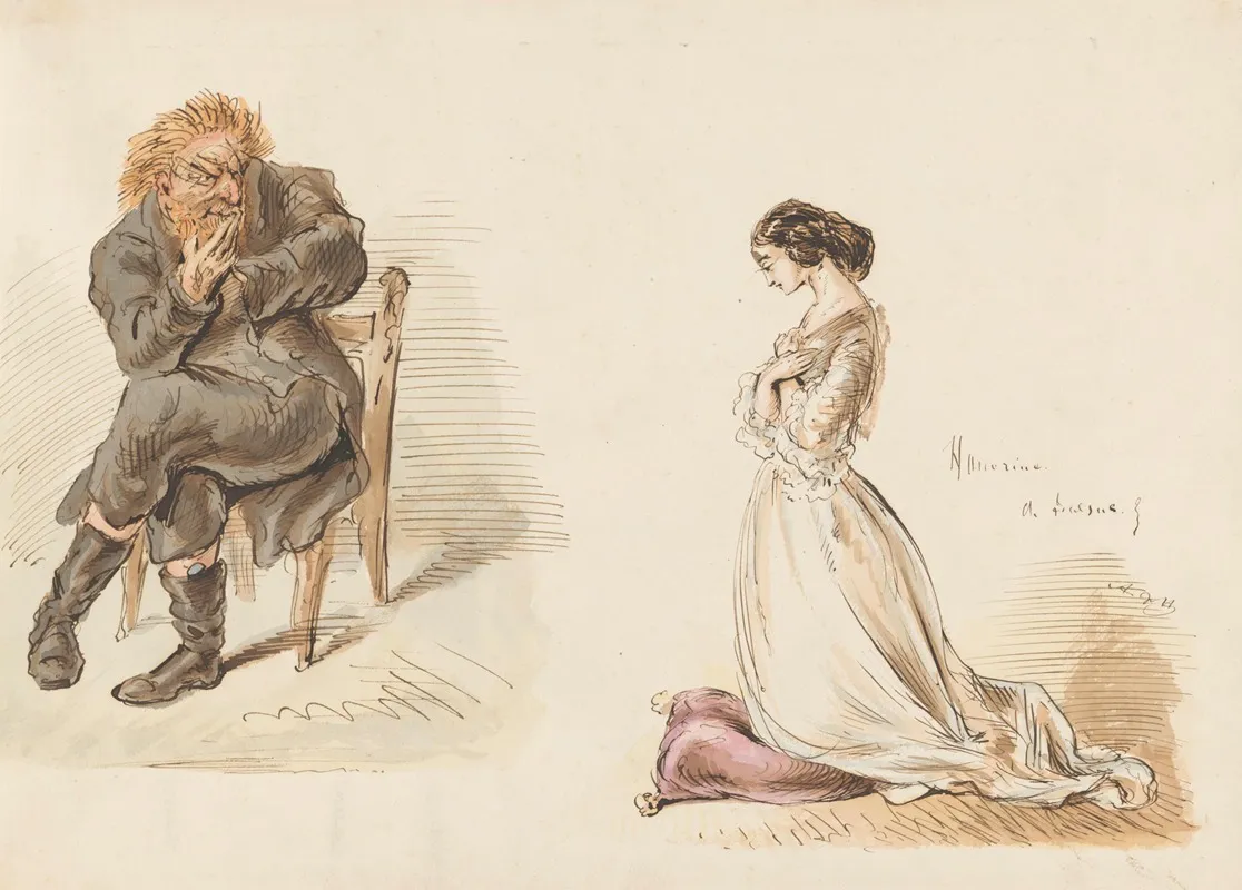 Figuurstudies Van Een Man En Een Jong Meisje