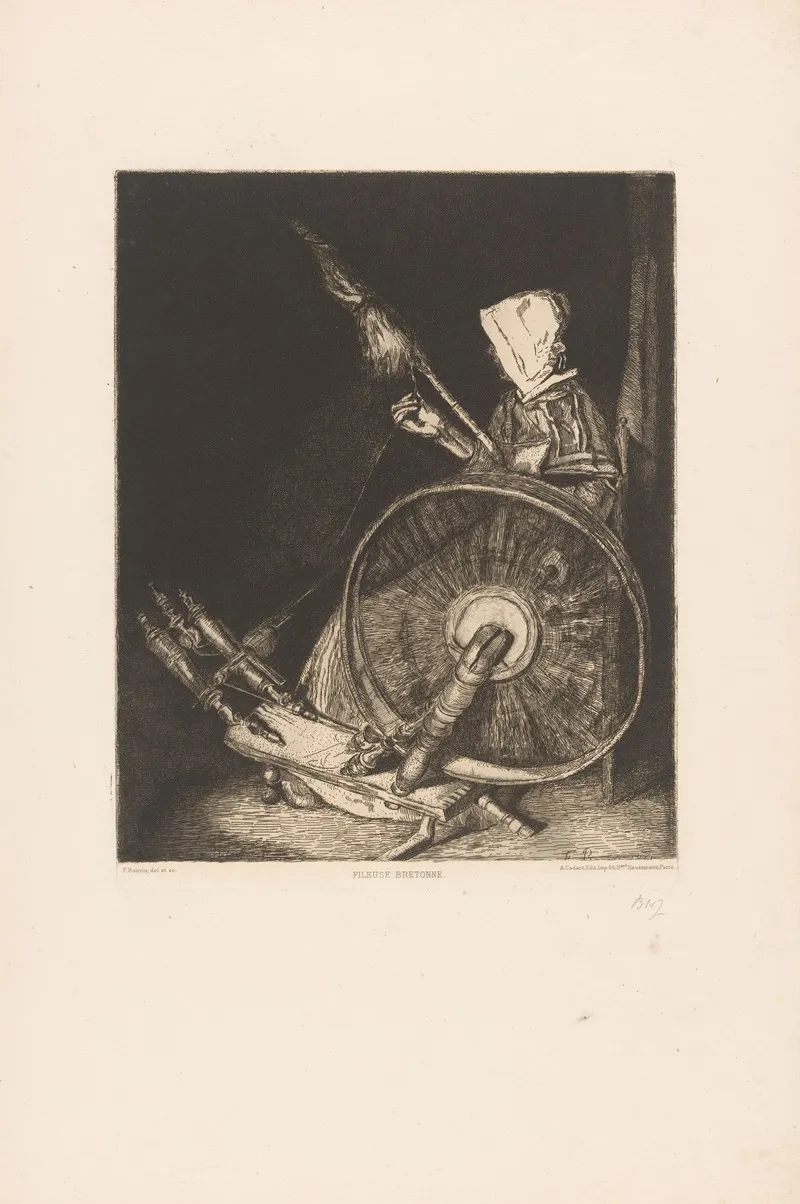 Fileuse Bretonne by François Bonvin - Canvas Print
