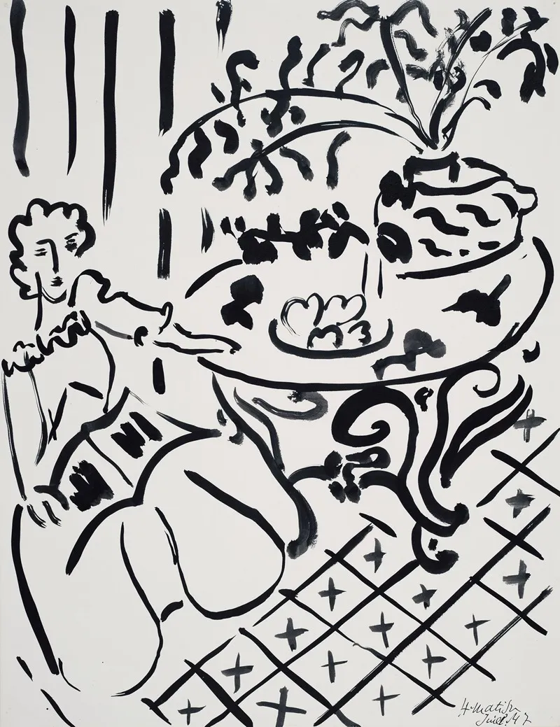 Fille Assise A Table by Henri Matisse - Canvas Print