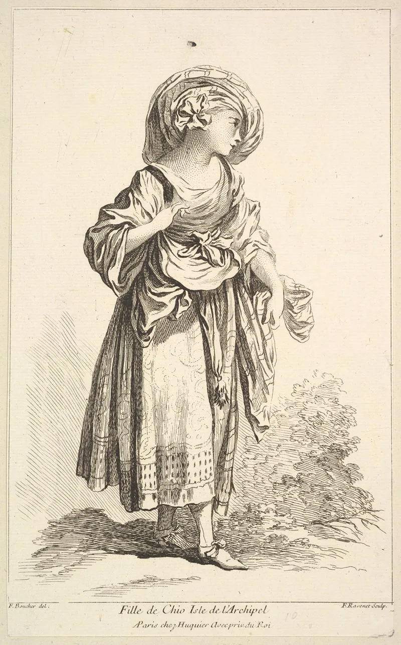 Fille De Cio Isle De Larchipel Plate 10 by François Boucher - Canvas Print